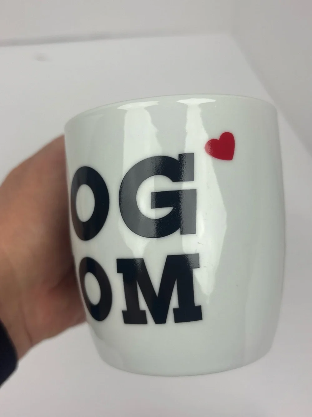 Dog Mom Dad Coffee Mugs Set of 2 White Black Red Heart Ceramic 8 oz Couple Gift